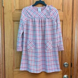 Bonnie Jean girls size 12 gently used pink long sleeved checked dress